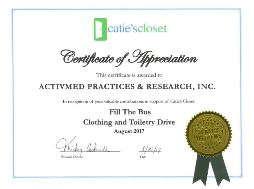 Certificate of Appreciation Catie